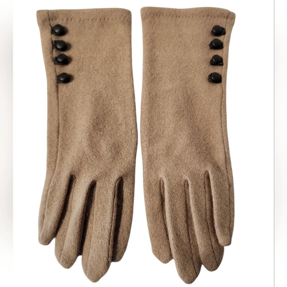 Lauren Ralph Lauren Wool & Cashmere Gloves with Button Accent Size Small